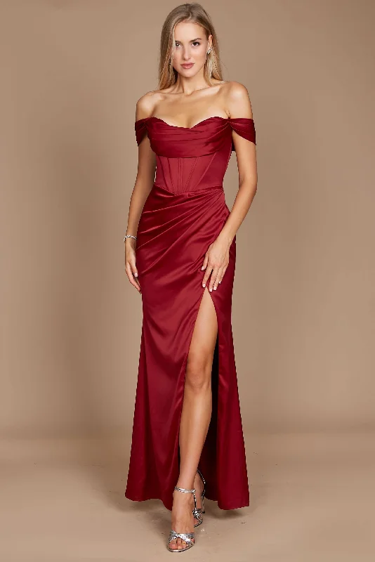 Dylan & Davids Corset Satin Formal Evening Dress Burgundy Sequin party dresses