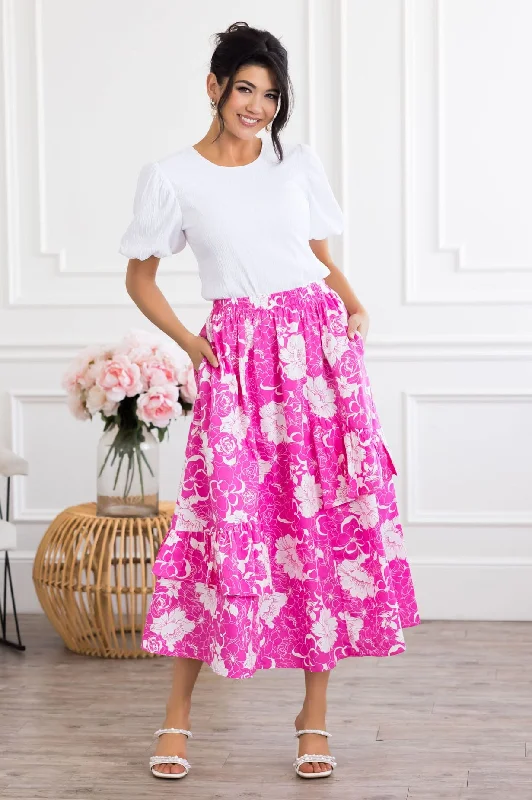 Flower Fields Maxi Skirt Front Slit Skirt