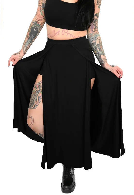 Foxblood - Darla Maxi with Built In Shorts - Skirt Embroidered Maxi Skirt