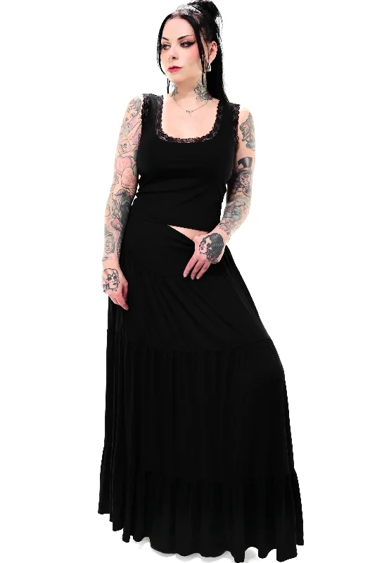 Foxblood - Savannah Maxi Black - Skirt Button-up Maxi Skirt