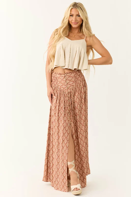 Ginger Abstract Floral Print Maxi Skirt Sexy Maxi Skirt