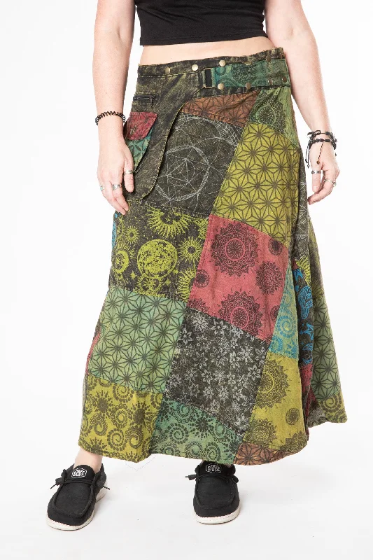 Kapasa Festival Patchwork Maxi Skirt Black Maxi Skirt