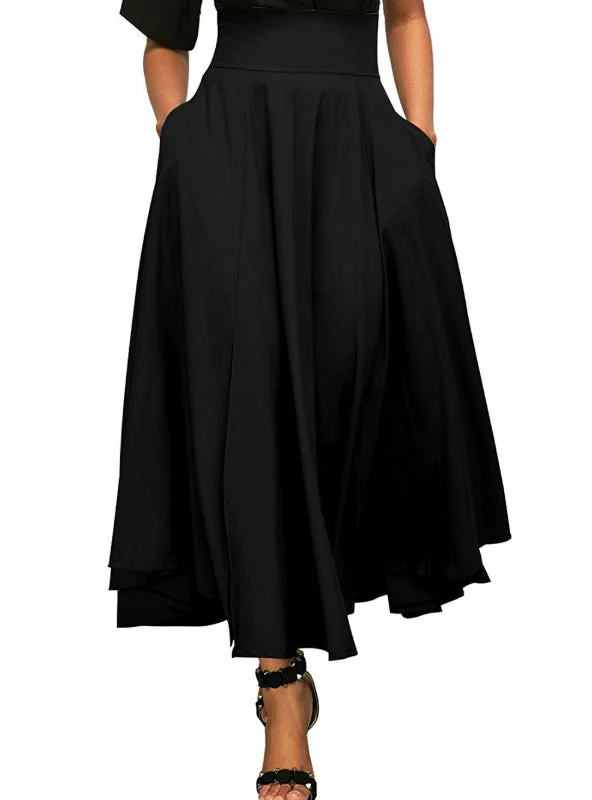 Long Skirt With Pocket High Quality Solid Ankle-Length Boho Chic Maxi