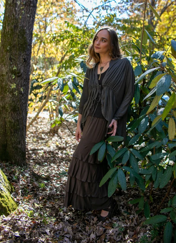 Lydia Maxi Skirt with Ruffles in Mocha Summer Maxi Skirt