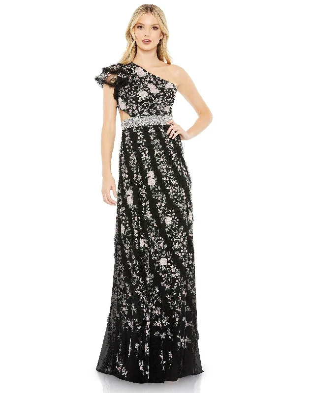 Mac Duggal 70160 Long One Shoulder Floral Lace Gown Wrap party dresses