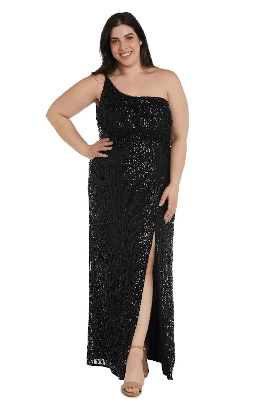 Nightway Long One Shoulder Plus Size Gown 22121W Silk party dresses