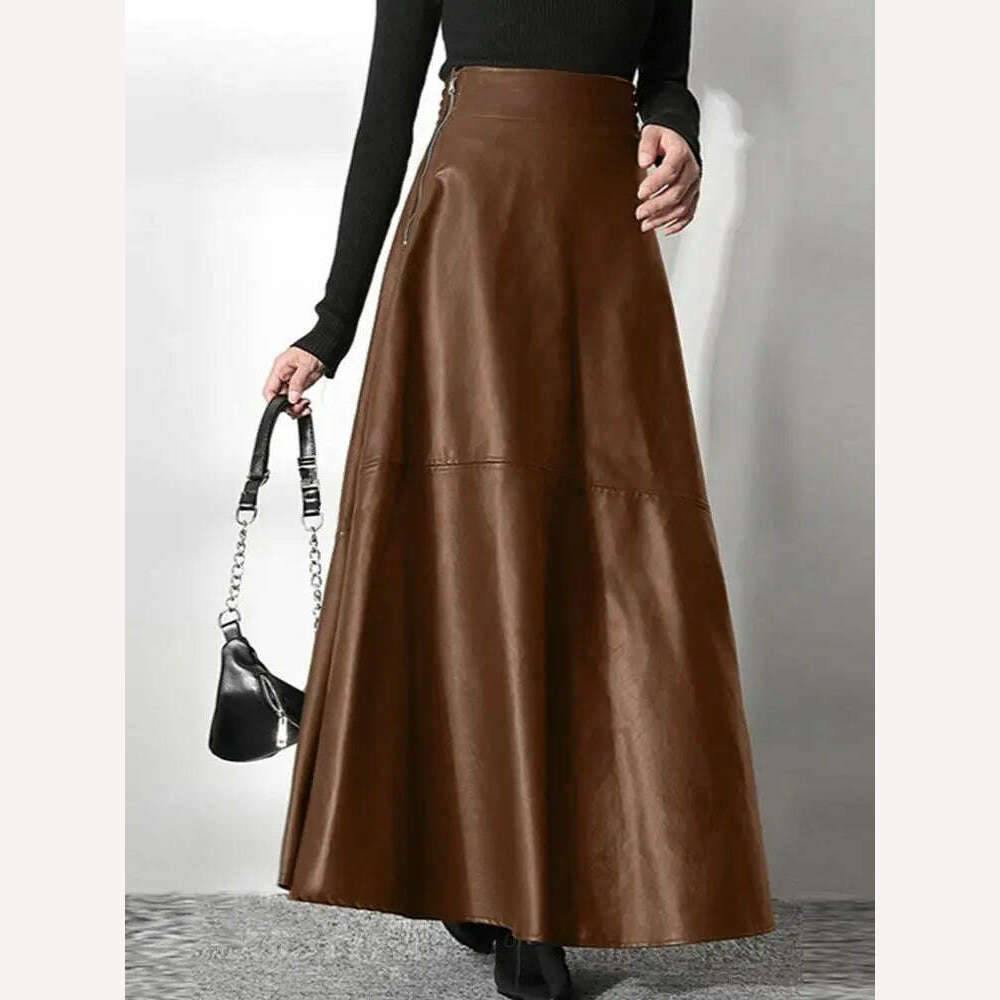 ZANZEA Women's PU Leather Maxi Skirt 2023 Spring Elegant OL Long Saias Fashion Solid Mujer Faldas Casual High Waist Zipper Jupe Maxi Skirt Dress