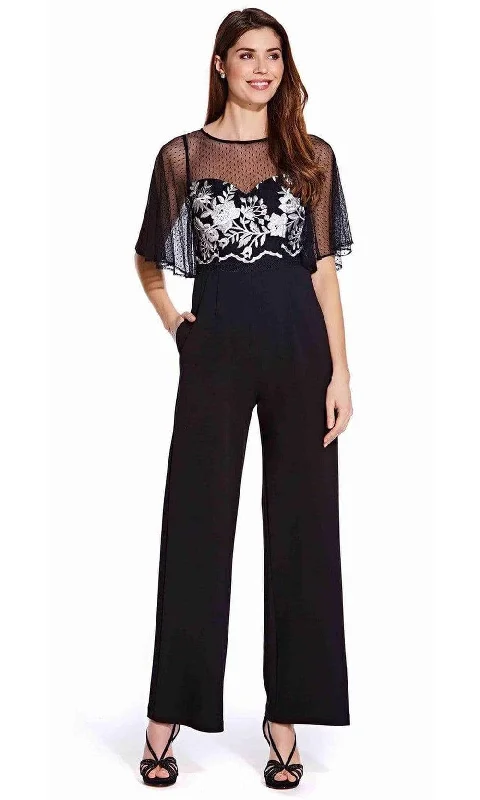 Adrianna Papell - Sheer Overlay Embroidered Jumpsuit AP1E205755 Wrap unclassified dresses