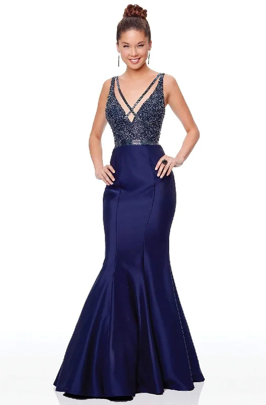 Clarisse - 5027 Beaded Plunging V-neck Mermaid Dress Designer unclassified dresses