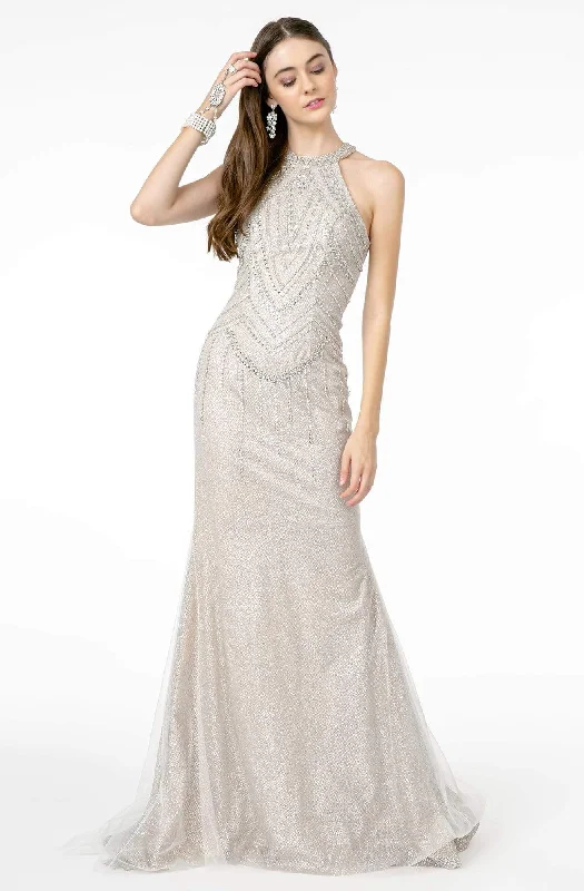 GLS by Gloria - GL1841 Embellished Halter Neck Trumpet Dress Anniversary unclassified dresses