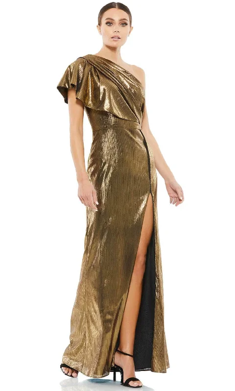 Ieena Duggal 26600 - Metallic One Shoulder Fitted Dress Knitted unclassified dresses