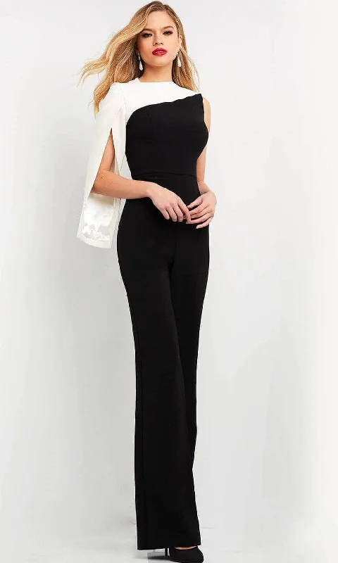 Jovani - 06875SC Split Sleeve Asymmetrical Jumpsuit Unique unclassified dresses