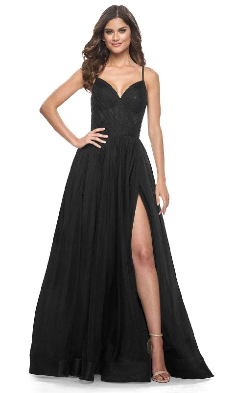 La Femme 32130 - Ruched V-Neck Prom Dress Formal unclassified dresses