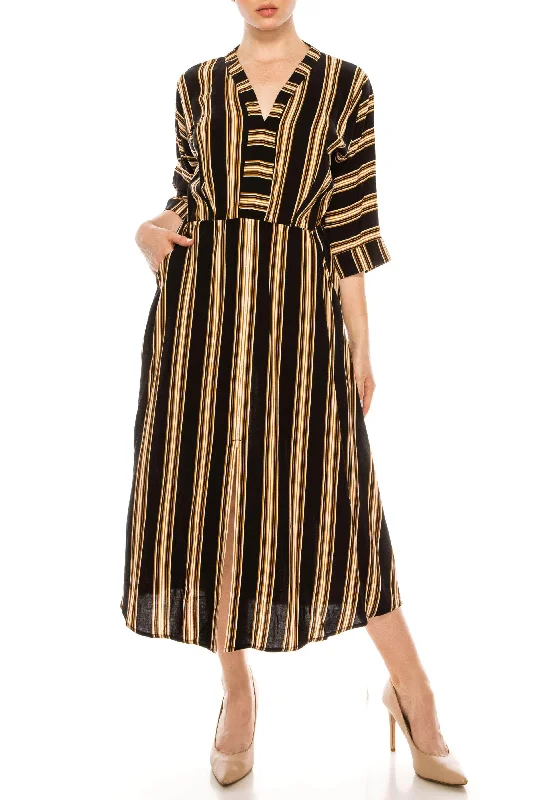 London Times T5880M - Quarter Length Sleeves V-Neck Casual Dress Budget-friendly unclassified dresses