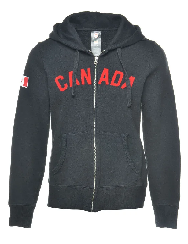 Black Canada Printed Hoodie - S Vintage floral dresses