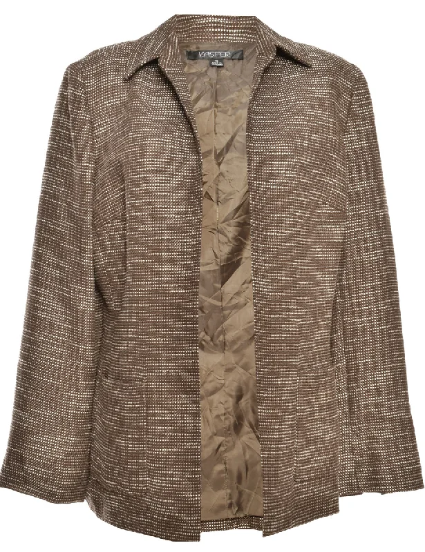 Brown Patterned Classic Jacket - L Shein floral dresses