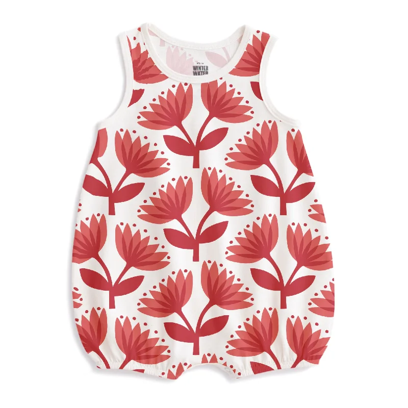 Bubble Romper - Lotus Floral Red & Coral Floral dresses under $100