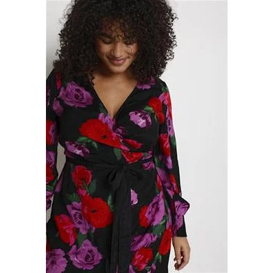 Kaffe Rosalia Wrap Dress in Floral Print Budget-friendly floral dresses