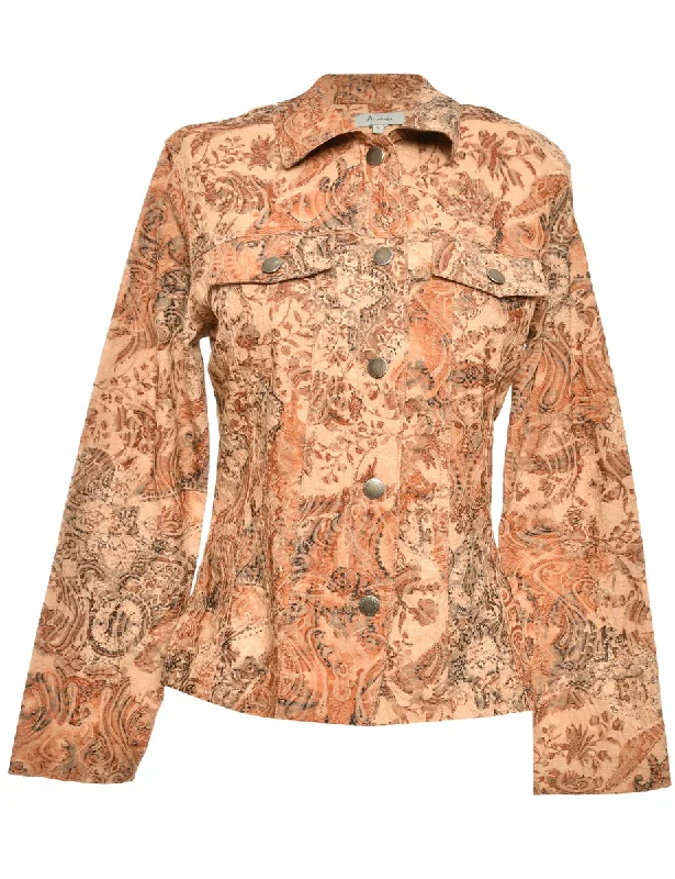 Printed Brown Jacket - L Wedding floral dresses