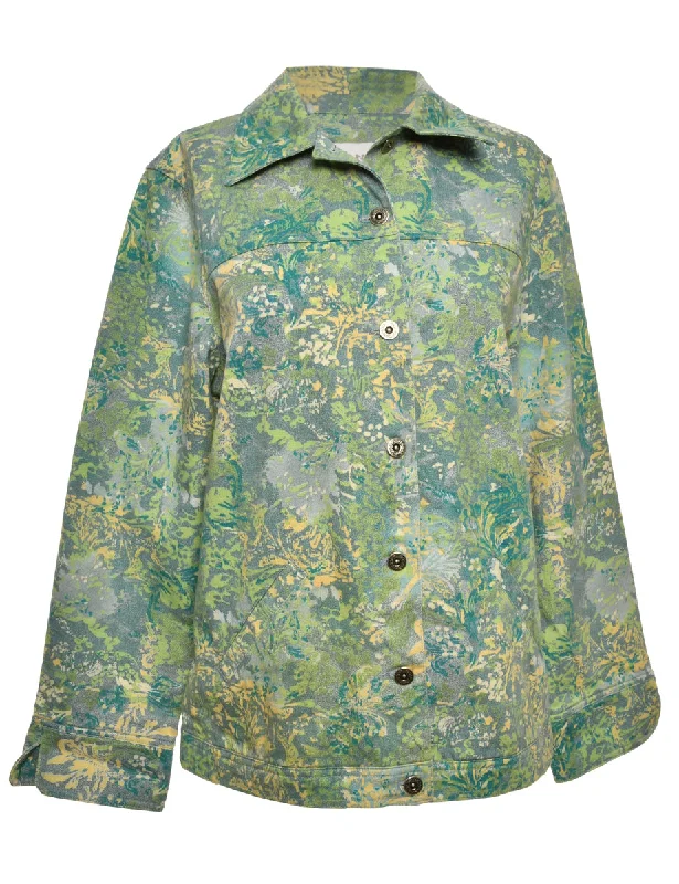 Printed Green Jacket - M Smocked floral dresses