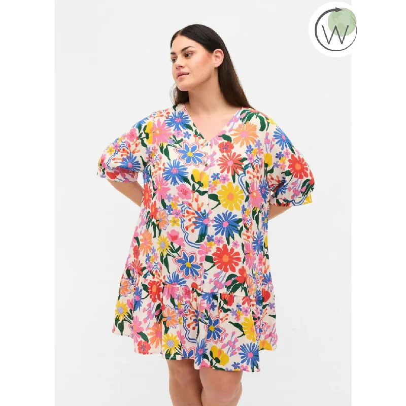 Zizzi Gini Floral Print Short Sleeve Tunic Luxury floral dresses