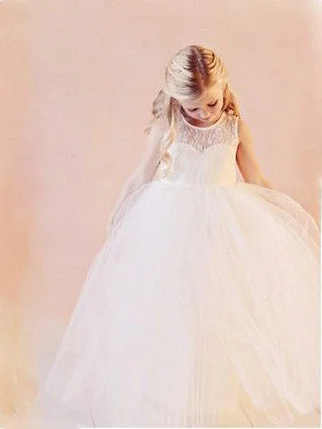 Flower Girl Dresses Long Lace Cute Floor-length Tulle JKF027 Tulle Dress Occasion