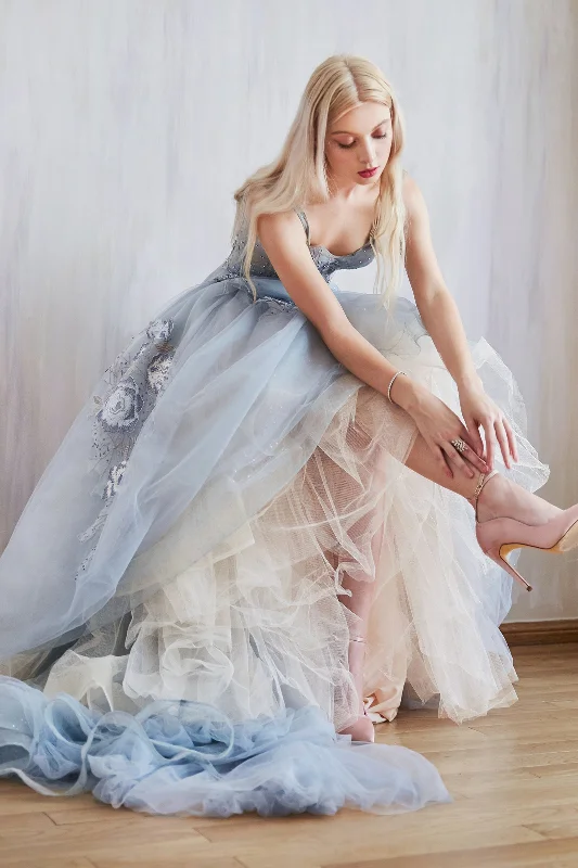 Enchanting Goddess: Shimmering Tulle A-Line Gown for Unforgettable Occasions Romantic Tulle Gown