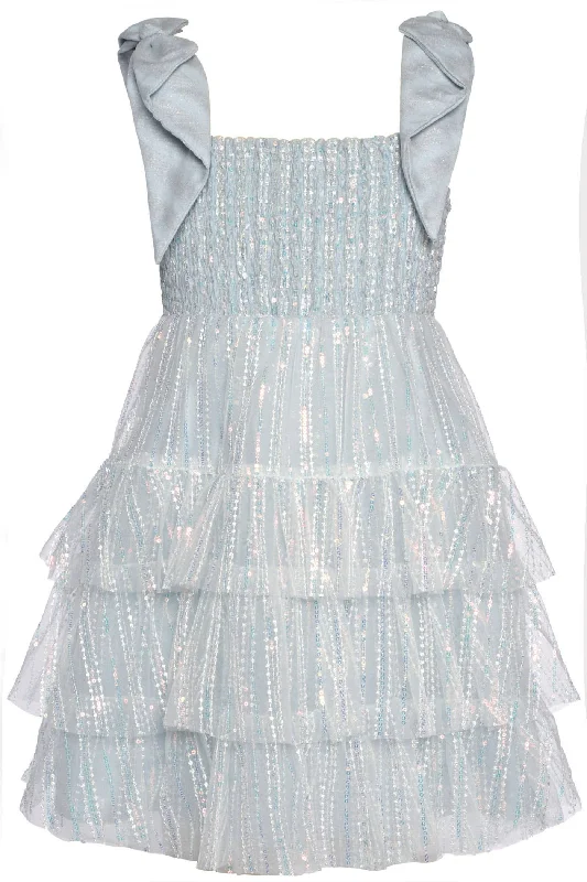 Sequin Baby Doll Dress | Blue Sequin Cocktail Gown