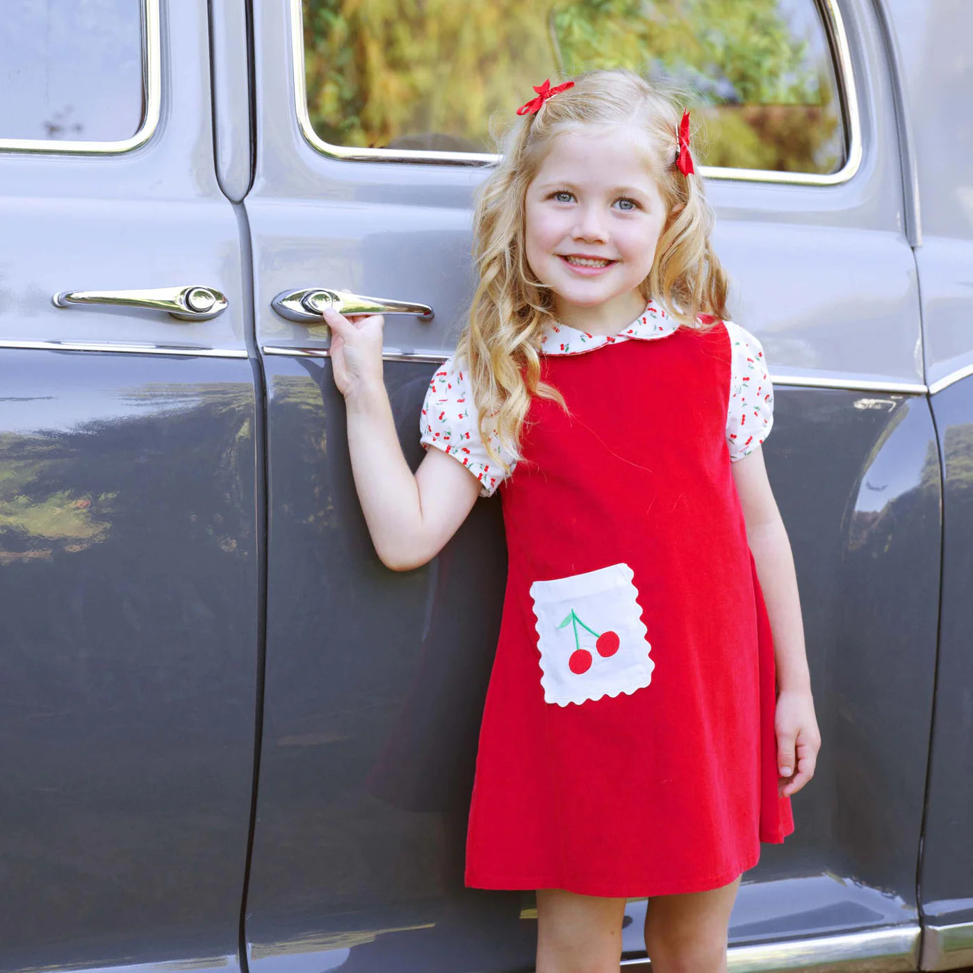 Cherry Penifo Dress and Peter Pan Shirt Set Midi Shirt Dress