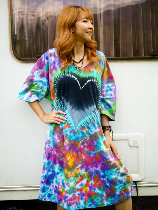 Heart Harmony Hippie Oversized Cotton Tunic Shirt Dress Modern Shirt Dress