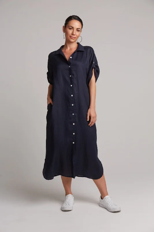 eb&ive - Studio Shirt Dress - Navy Short Shirt Dress