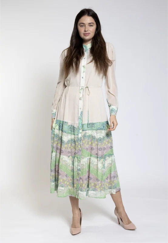 Madison & Park Green Print Shirt Dress Simple Shirt Dress