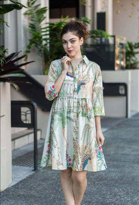 PEACOCK SHIRT DRESS High-Waisted Shirt Dress