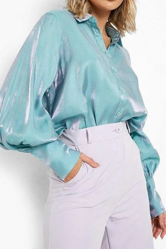 SHINY BLOUSE SHIRT DRESS Shirt Dress Trend