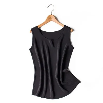 Women silk tank tops 100% Natural silk shirt Sleeveless Chiffon Tanks Solid basic top shirt 2022 Summer Gray Black Pink Wine Sexy Shirt Gown