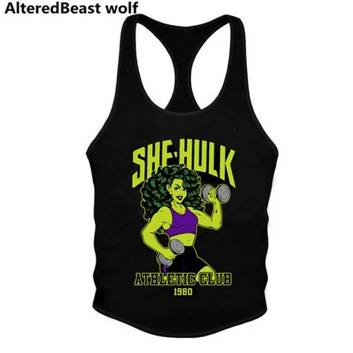 Women workout tank Tops SHE HULK print Fitness top Female women Sleeveless shirt Vest cotton women Bodybuilding tank Stringer Long Sleeve Shirt Dress