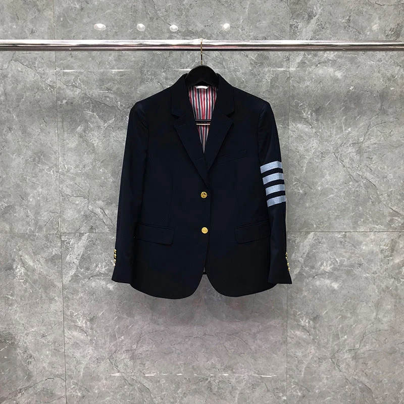 2023 TB THOM Brand Formal Blazer Women British Casual Suit Women's Jacket Spring Autumn Single Breasted Striped Coat Women's suede jackets