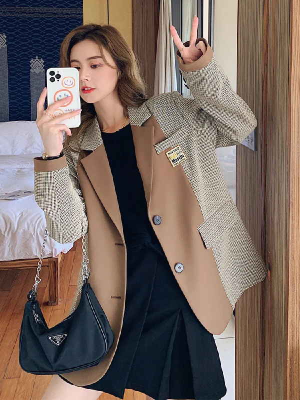 Plaid suit jacket women 2023 British style spring and autumn design sense niche casual suit Women's Columbia jackets