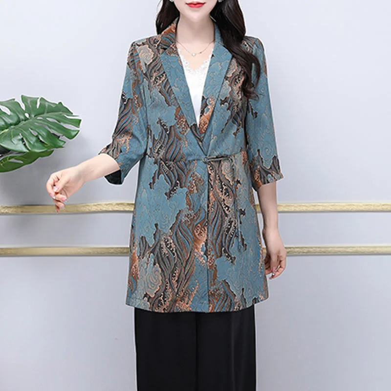 Spring and Summer Silk Satin Suit Jacket Loose Suit Mid-length Suit Women's Cardigan Casual Top Blazer Women Best women's jackets for winter