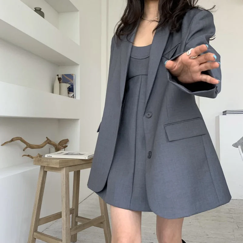 Spring Korea women's blazer suit casual solid color big loose oversize jacket Women's waterproof jackets