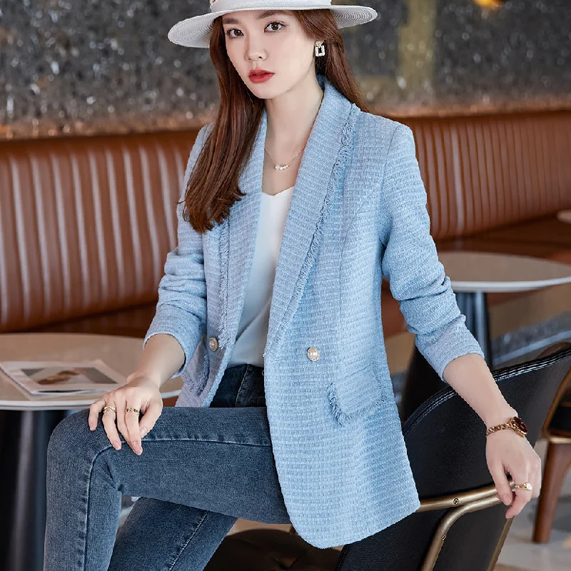 Suit 2023 Spring Autumn Ladies Fashionable Western style Lapel Long-sleeved Single Button Slim Casual Suit Jacket Women's motorcycle jackets