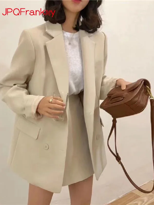 Suit Jacket Women 2023 Korean Pure Color Medium Length Casual Baita Suit Jacket Women Blazer Women Coats Women Clothing Women's transitional jackets