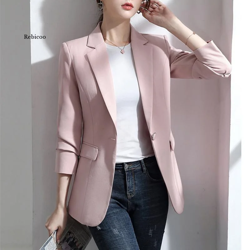 Women Blazer Korea Casual Slim Blazers Jackets Work Coat Outerwear Autumn Career Female Jacket Office Lady Women's Nike jackets