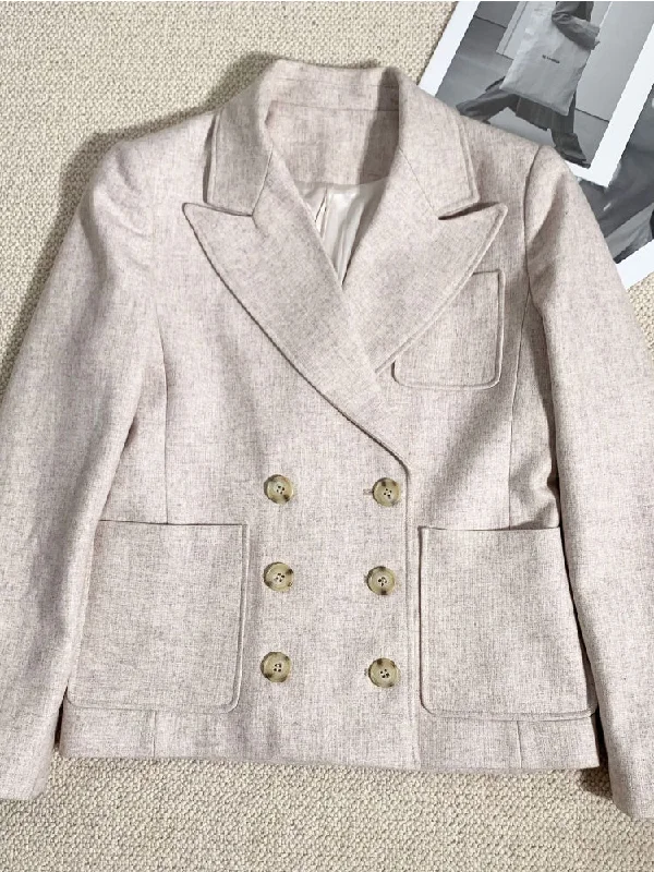 Women Coat 2023 Spring Solid Color Cotton and Linen Lapel Long-sleeved Jacket Women Casual Suit Jacket Women's college jackets