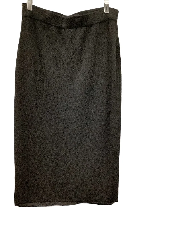 Black Skirt Midi St John Collection, Size 12 Satin Midi Skirt