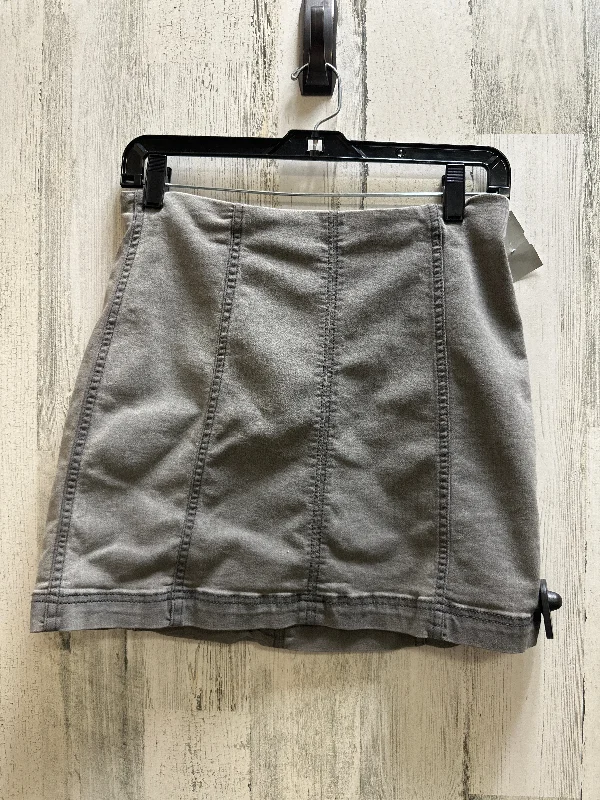 Grey Skirt Midi Free People, Size 8 Pleated Satin Skirt